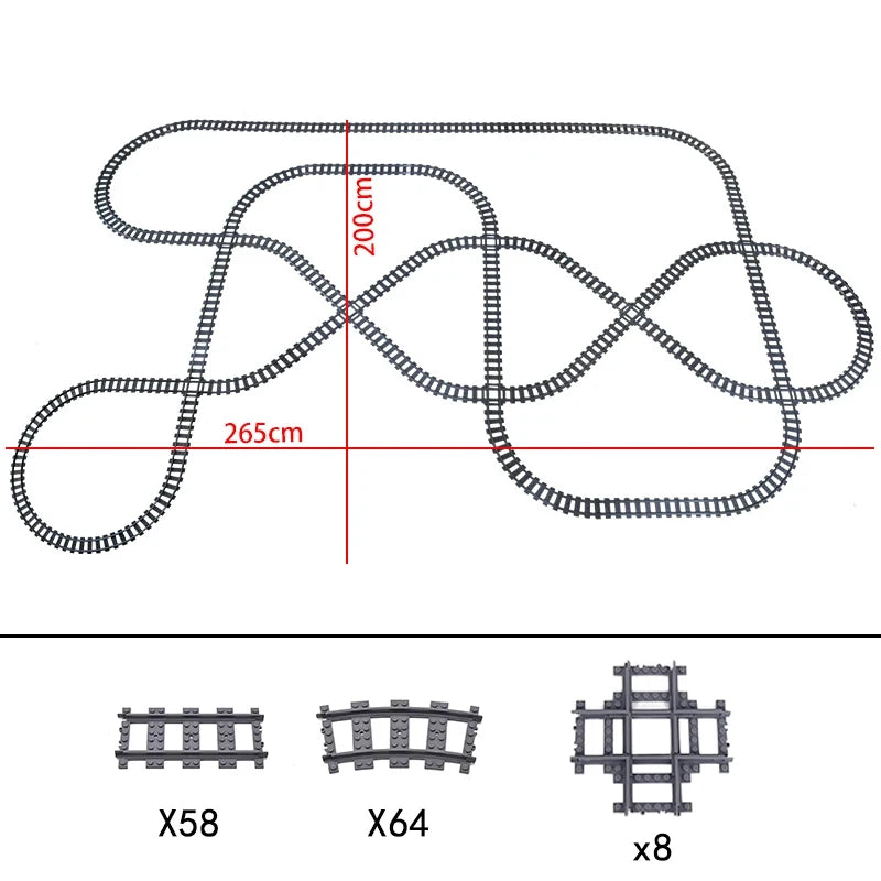 City High-Tech Trains Flexible Tracks Forked Straight Curved Rails Crossing Switch Building Block Bricks Creative Toys for Kids