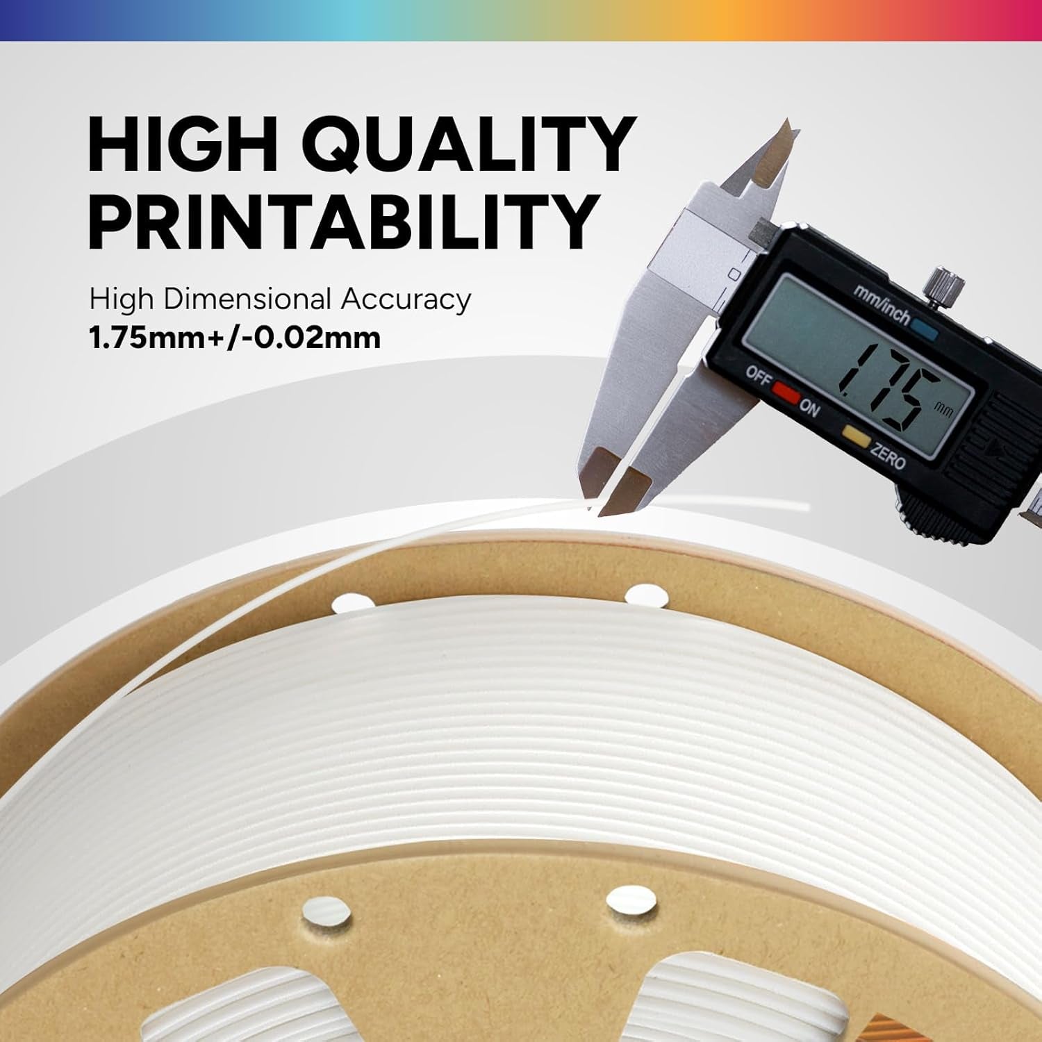 OVERTURE 1.75mm PLA 3D Printer Filament - 1kg (2.2lbs) Cardboard Spool, Dimensional Accuracy +/- 0.02mm, Compatible with Most FDM Printers (White, Single Pack)