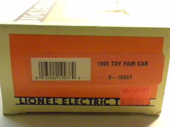 Mint condition 1995 Toy Fair box car by BYMRR Train Store in original packaging, detailed model with colorful design.