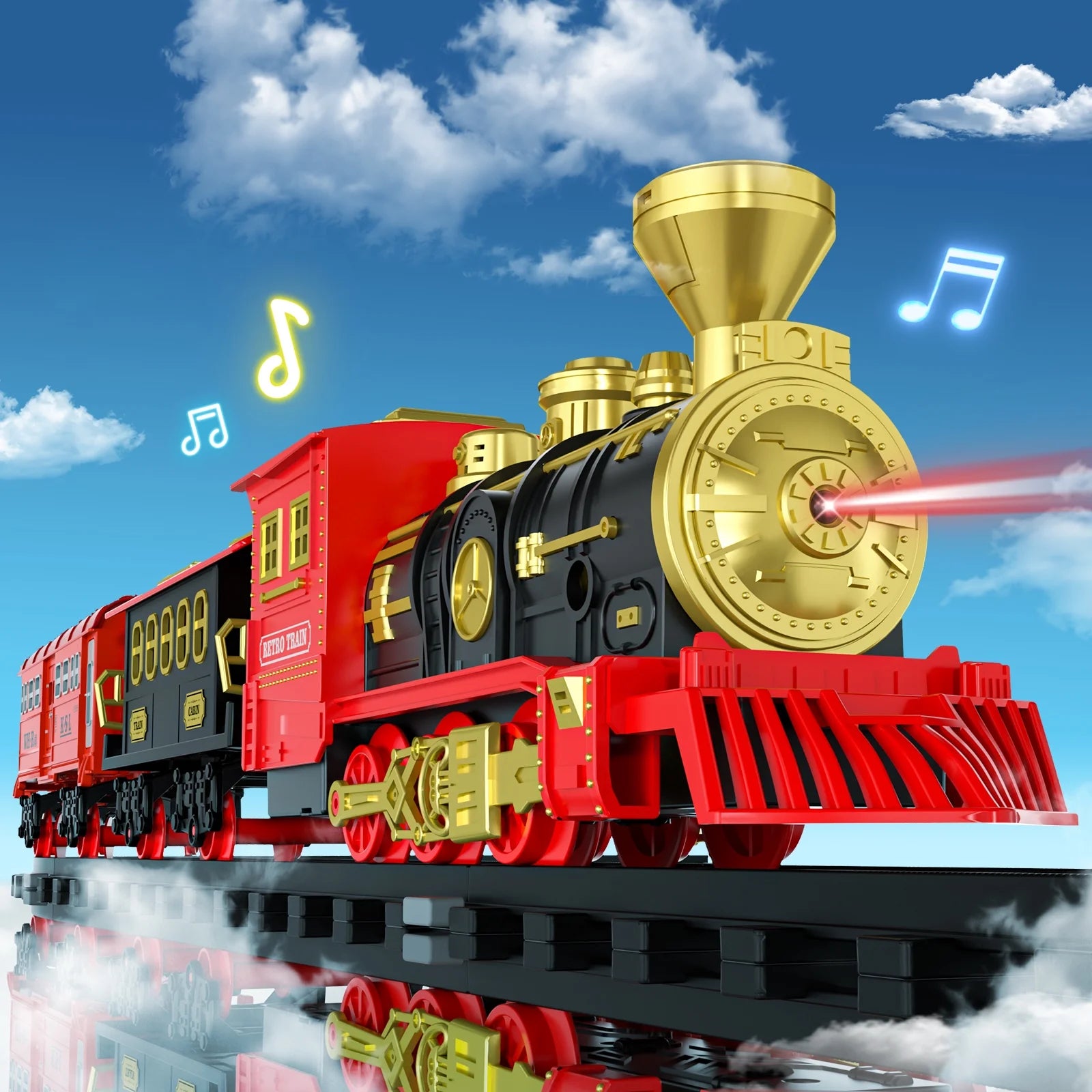 Ultimate Rechargeable Steam Train Set with Tracks, Lights, Sound & Smoke - The Perfect Gift for Kids Aged 2-8!