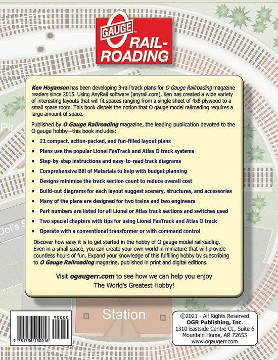 Illustration of a space-efficient model train track plan from the book "21 Outstanding Track Plans for Space-Efficient Layouts."