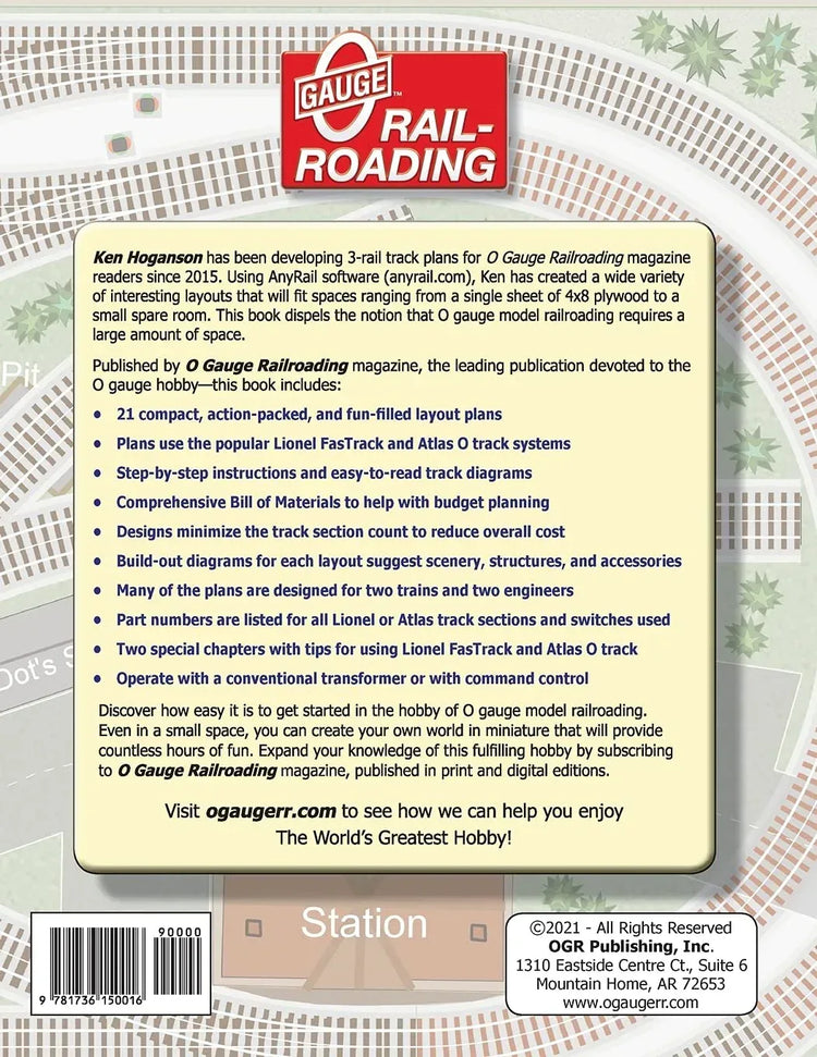 Illustration of a space-efficient model train track plan from the book "21 Outstanding Track Plans for Space-Efficient Layouts."