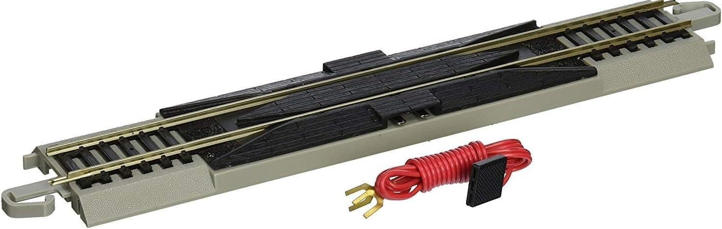 Bachmann Trains Snap-Fit E-Z Track 9-Inch Straight Terminal Rerailer with Wire - Nickel Silver Rail and Gray Roadbed - HO Scale