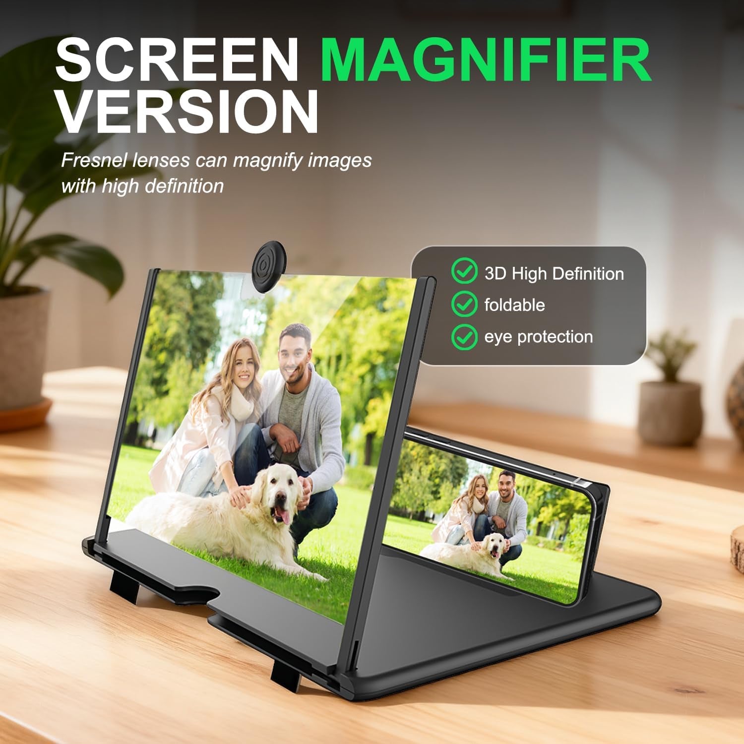Screen Magnifier for Cell Phone 2026 New Version, Foldable 3D HD Magnifier Pull-Out for Phone Magnifying 10-12Inch Screen Amplifier Smart Mobile Phones Movies (White, 12 Inch HD)