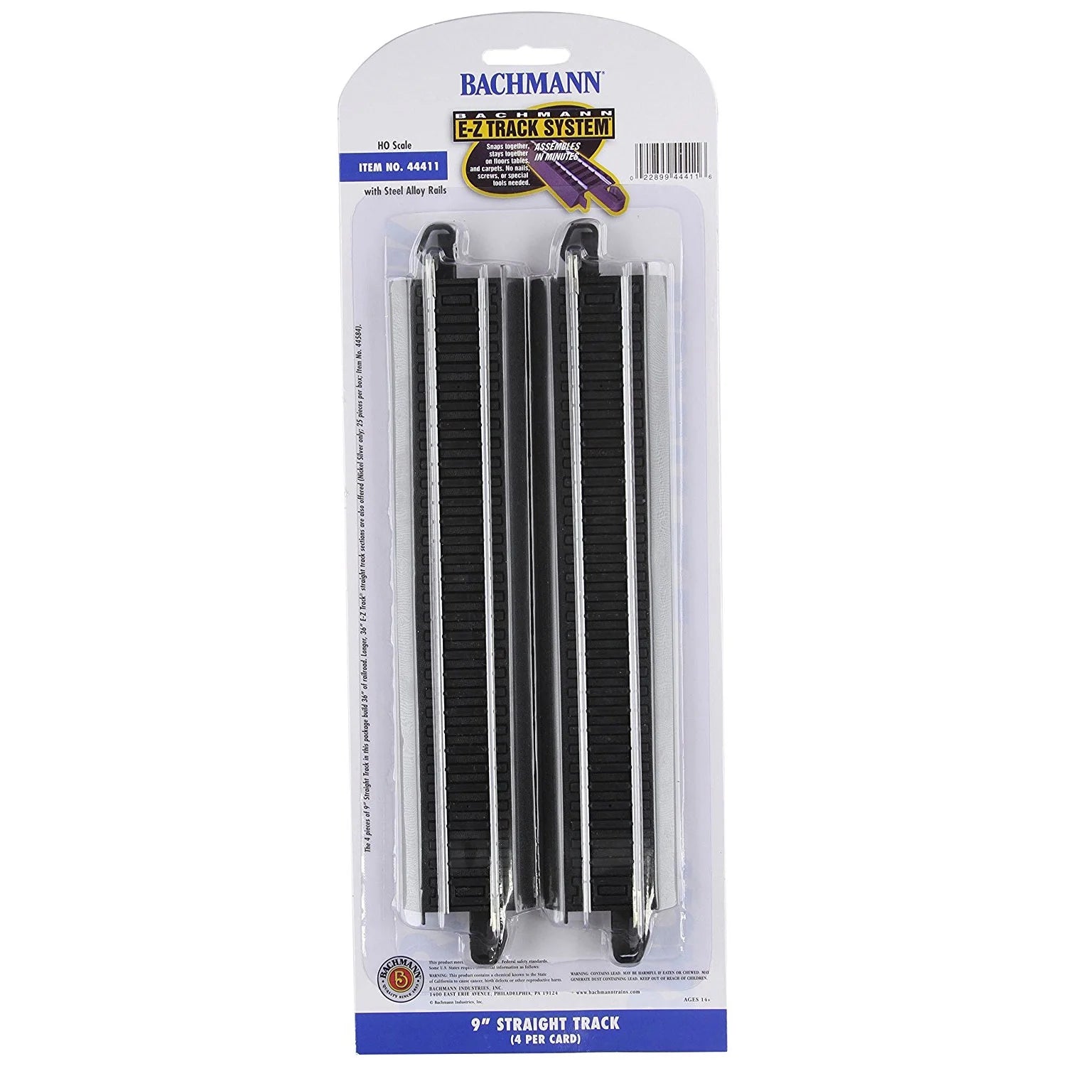 HO Scale E-Z Track 9" Straight Track - 4 Pack