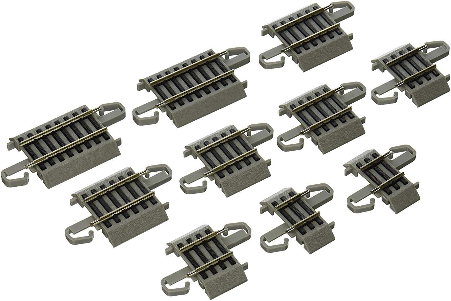 Bachmann Trains Snap-Fit E-Z Track Connector Assortment - Includes 2 Each of 0.75", 1", 1.25", 1.5", and 2" Straight Sections - Nickel Silver Rail with Gray Roadbed - HO Scale