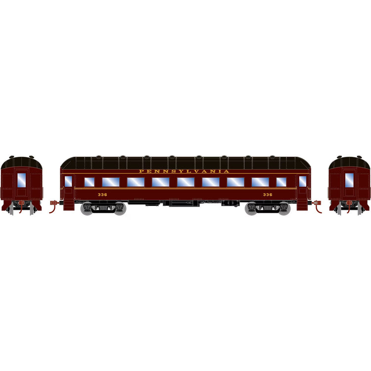 HO scale Pennsylvania Railroad arch roof passenger coach, model ATH73030, ready-to-roll model train car by BYMRR Train Store