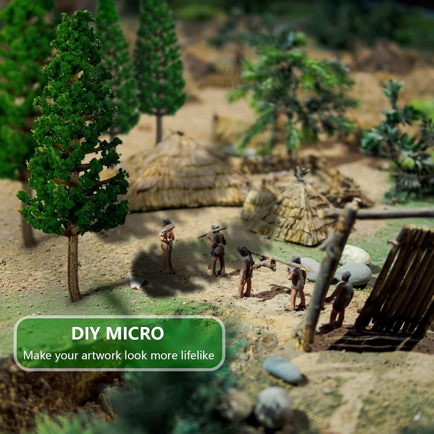 16-Piece N Scale Model Pine Tree Set for Scenic Landscapes, Mixed Sizes (1.4''-6.3''), Ideal for Crafts, Dioramas, and Cake Toppers