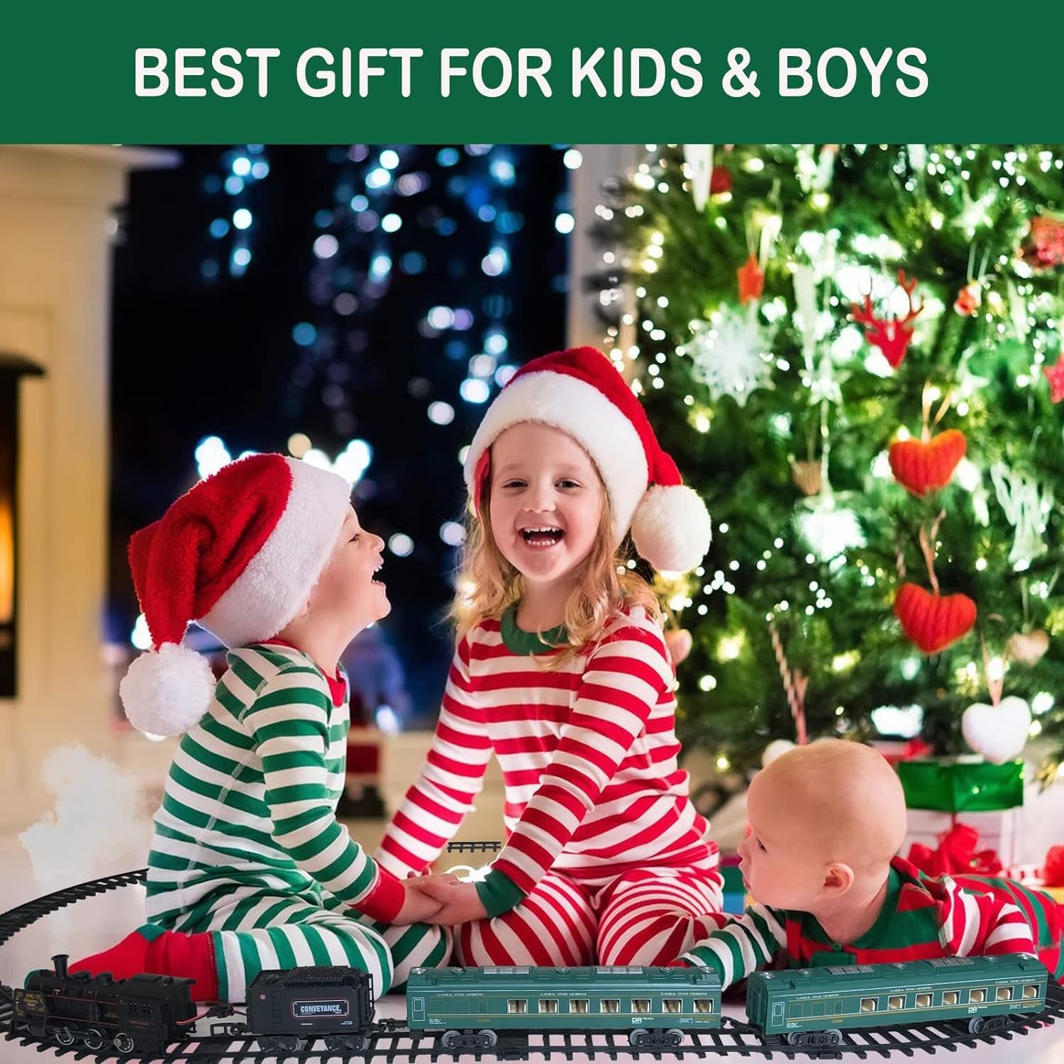 Electric Train Sets for Boys Girls Metal Alloy Christmas Trains Toys Steam Locom - BYMRR Train Store