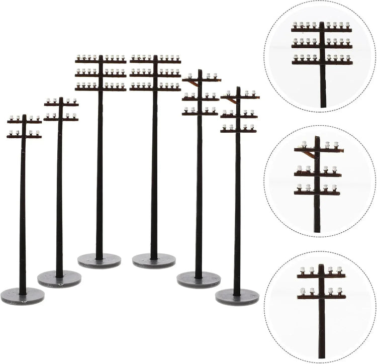 EXCEART Miniature Telephone Poles 30 Pcs O Gauge Train Accessories Plastic Telegraph Poles for Model Railway Diorama Sand Table Micro Landscape Decor - BYMRR Train Store