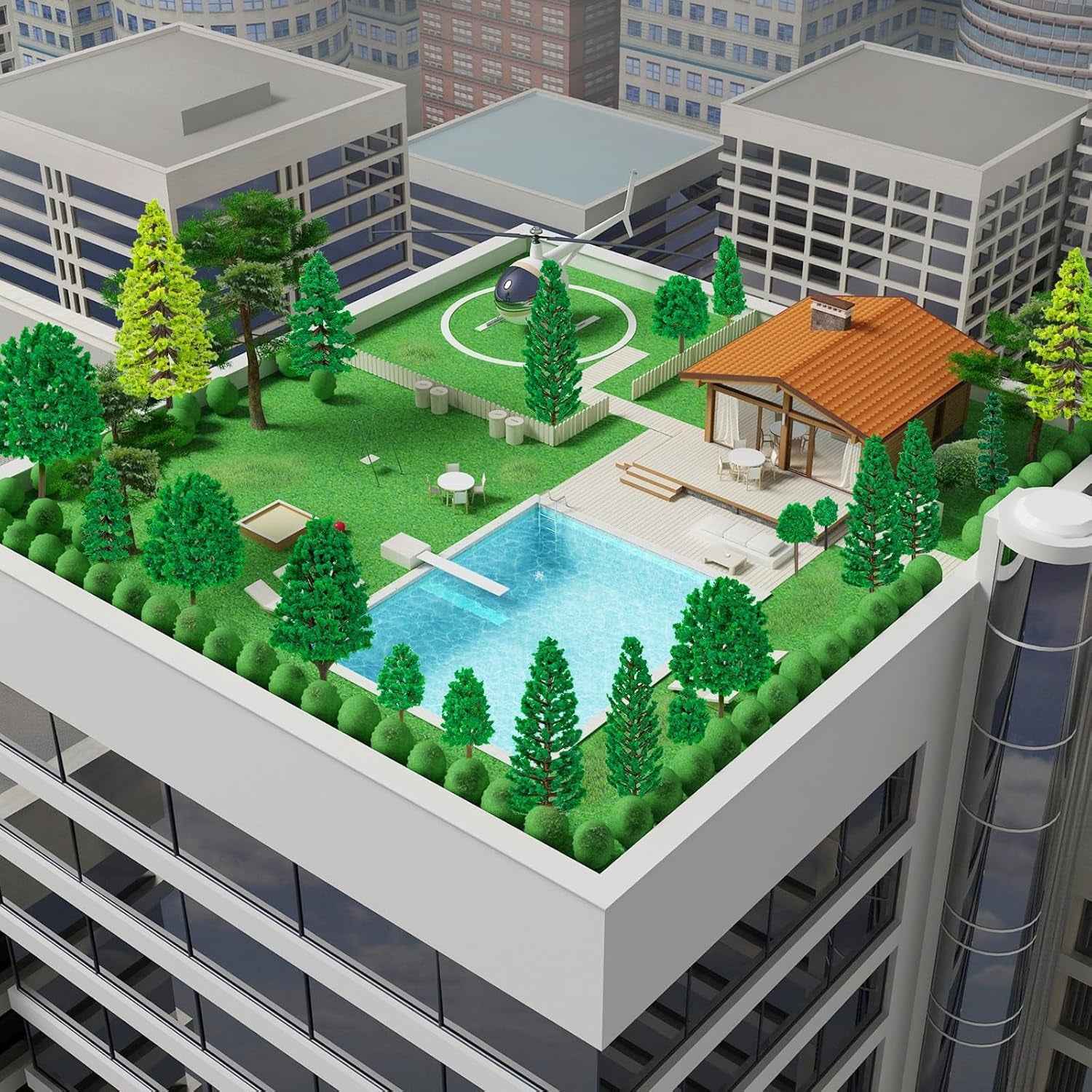 40-Piece Assorted Miniature Trees for Crafting, 1.2-6 Inch Scale Models for Dioramas, Cake Decorations, Train Scenery, and Fairy Gardens