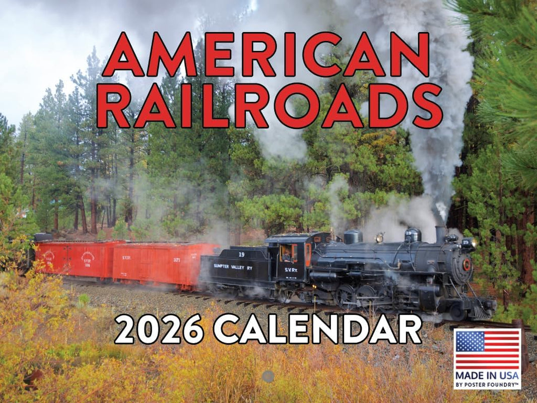 Steam Train Calendar 2026 American Railroad Monthly Wall Calender 12 Month | American Made in the USA