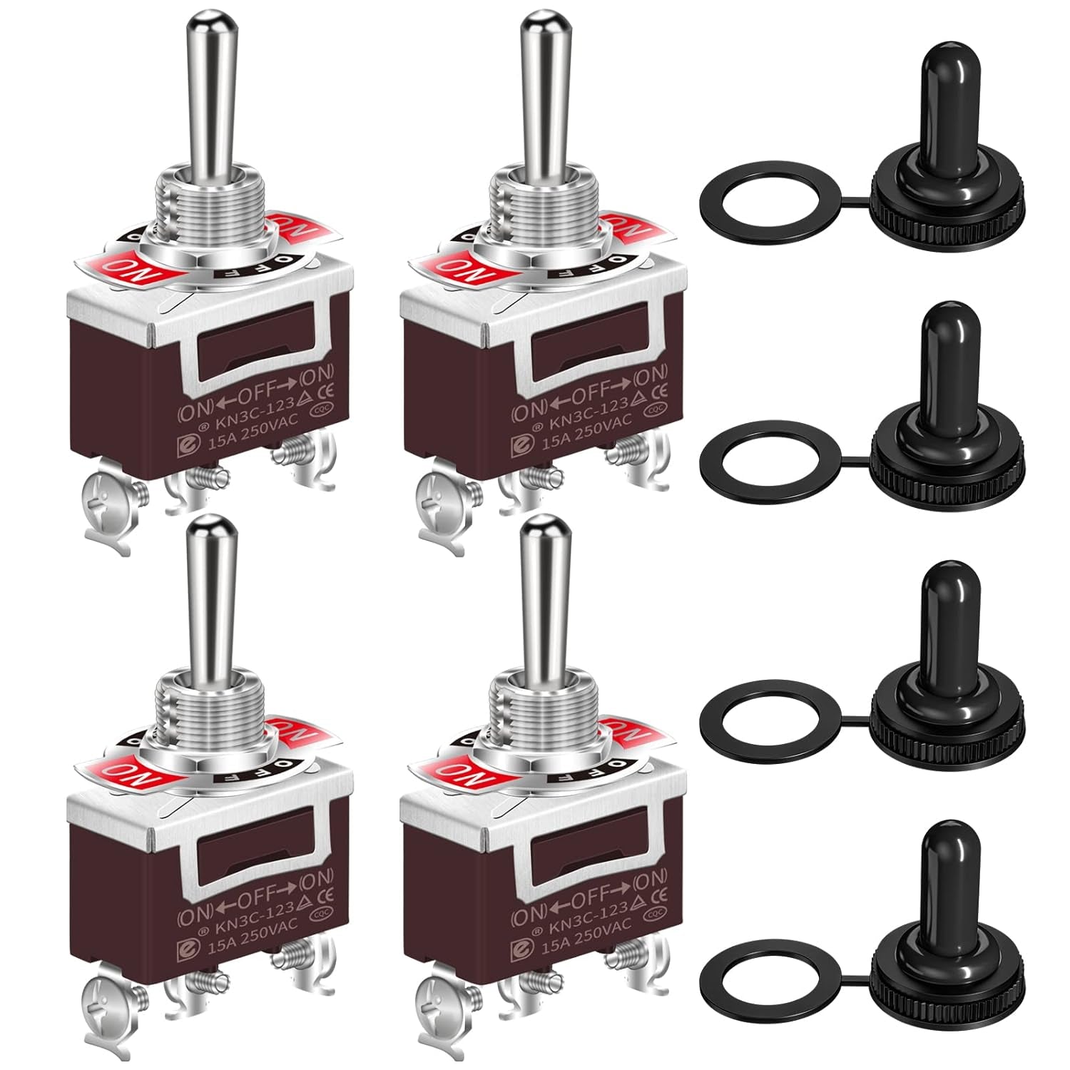 Waterproof momentary toggle switch 4-pack front view