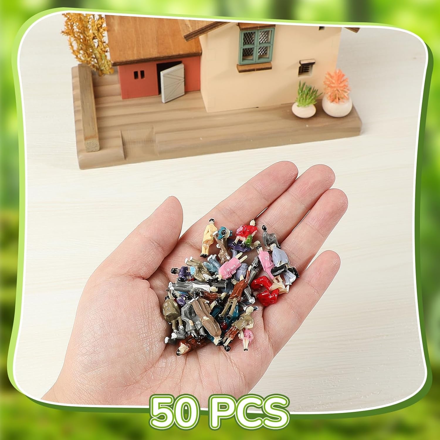 Hungdao 50-Piece 1:87 HO Scale Miniature People Figurines - Painted Figures for Park and Street Scenes