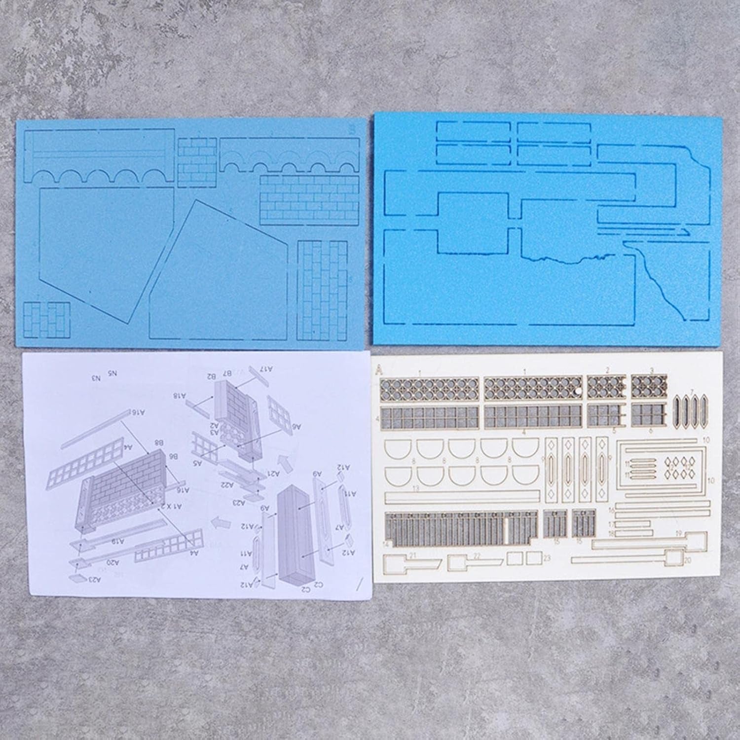 1:35 Scale Architectural Model Kits - Wooden Puzzle for Diorama Collection, Style B