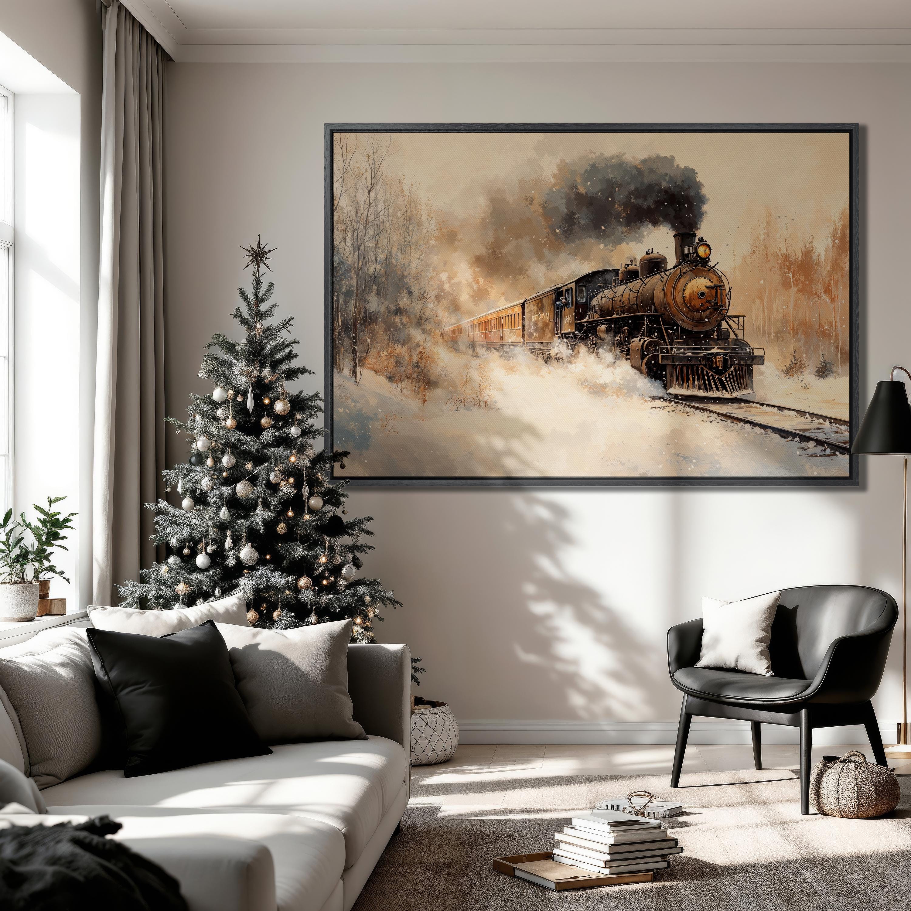 Steam Locomotive Canvas Print - Winter Wall Art