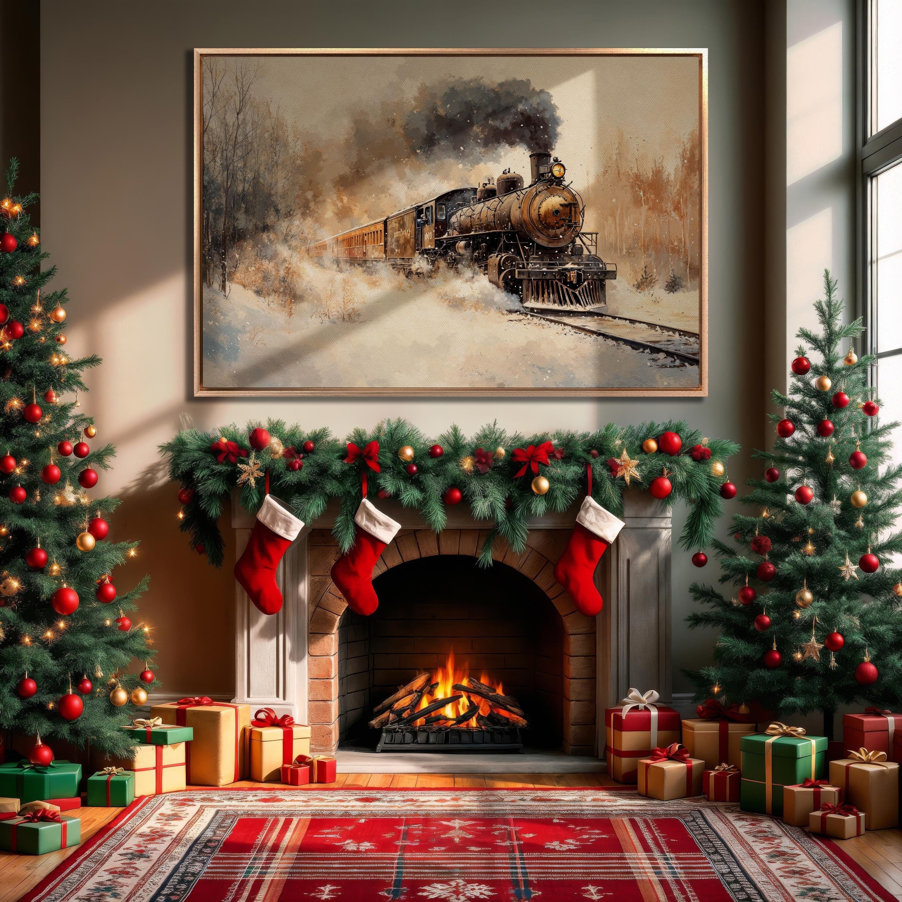 Steam Locomotive Canvas Print - Winter Wall Art