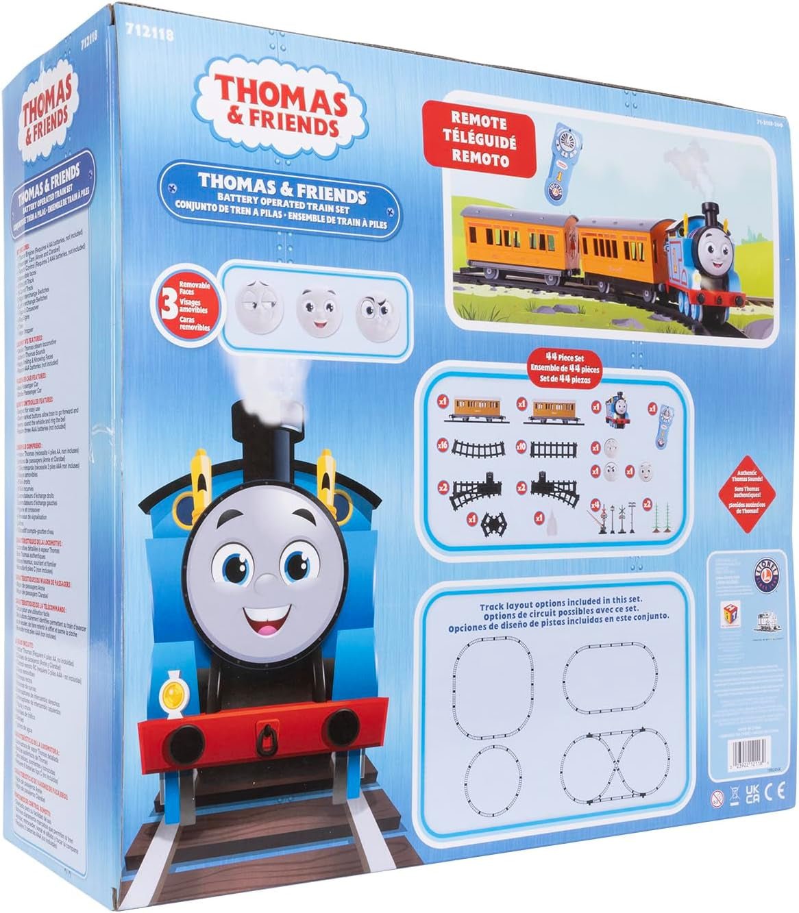 Mattel Thomas & Friends Battery O Gauge Toy Train Set with Remote, Locomotive, Train Cars, & Track with Authentic Train Sounds, Lights, & Water Vapor Smoke Effects for Kids 4+ - BYMRR Train Store