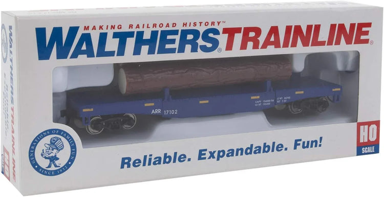 Walthers Trainline Log Dump Car with 3 Logs-Ready to Run-Alaska Railroad