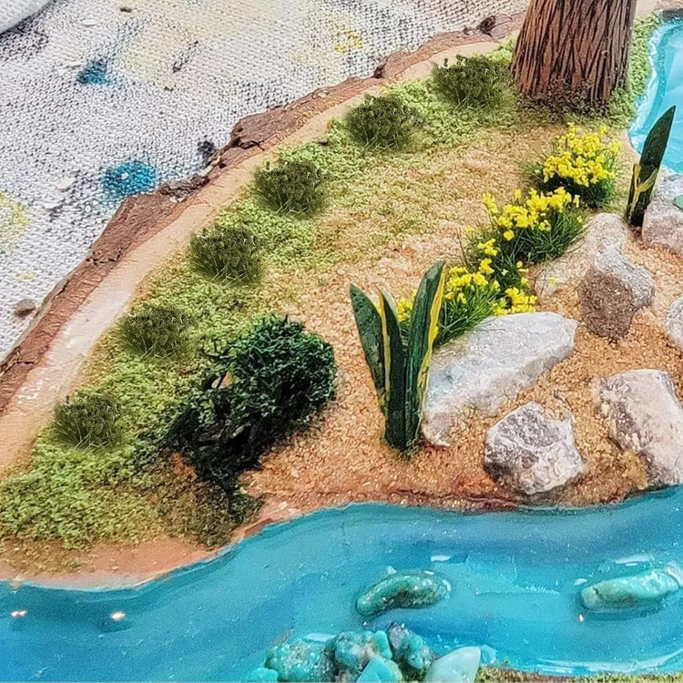 Warmtree 126-Piece Static Grass Bushy Tufts and Lowland Shrubs Terrain Model Kit for Train Landscape, Railroad Scenery, Military Layouts, and Miniature Dioramas - BYMRR Train Store