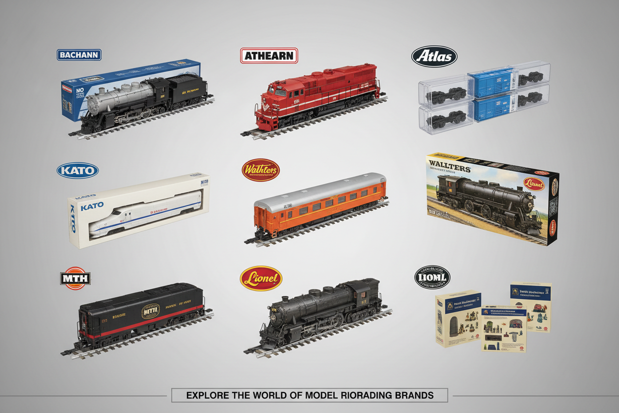 Various model railroad brands, manufacturers, retailers