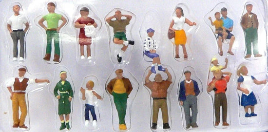 HO scale 16-piece figure set by Micro-Mark Woodland Scenics, includes detailed miniature figures for model train layouts