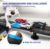 AGM MASETCH high-speed dual track slot car racing set with four licensed vehicles and detailed racing track layout.