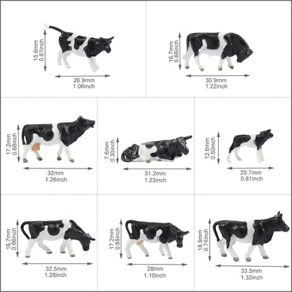 Evemodel 36Pcs Model Trains HO Scale 1:87 Model Horses Cows Farm Animals with Model Figures
