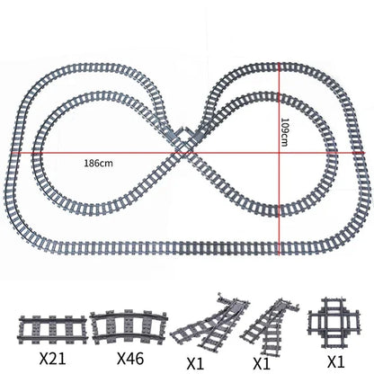 50Pcs/Lot City Trains Train Track Rail Straight Rails Technical Building Blocks Set Bricks Model Kids Classic Toys for Children