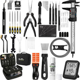 68-Piece 3D Printer Tool Kit with Storage Case - Comprehensive Accessories Including Deburring Tool, Scrapers, Metal Files, Brushes, Hand Drill, and Tweezers for Bambu Lab, Ender 3, Kobra, and More