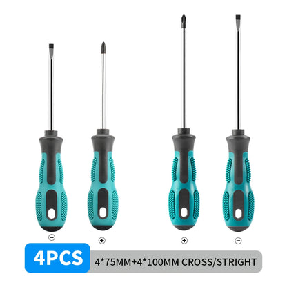 4PCS Multipurpose Handle Screwdrivers Set Electrician Insulated Security Repair Hand Tools Cross/Straight Type Screw Driver
