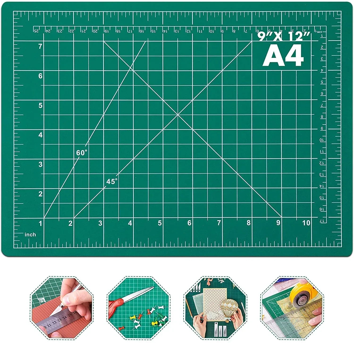 Anezus self-healing double-sided rotary cutting mat, 12 x 18 inches, with 5-ply craft board for sewing and scrapbooking projects.
