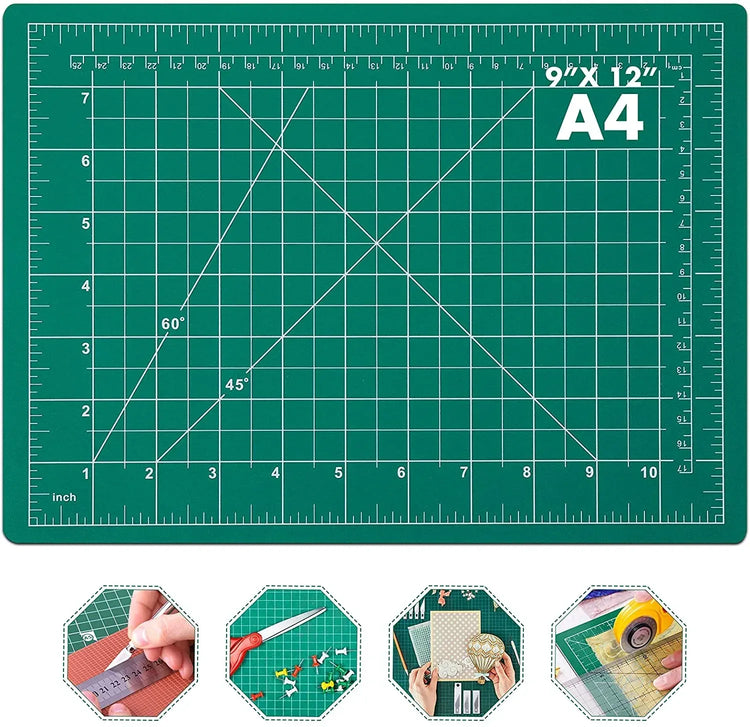 Anezus self-healing double-sided rotary cutting mat, 12 x 18 inches, with 5-ply craft board for sewing and scrapbooking projects.
