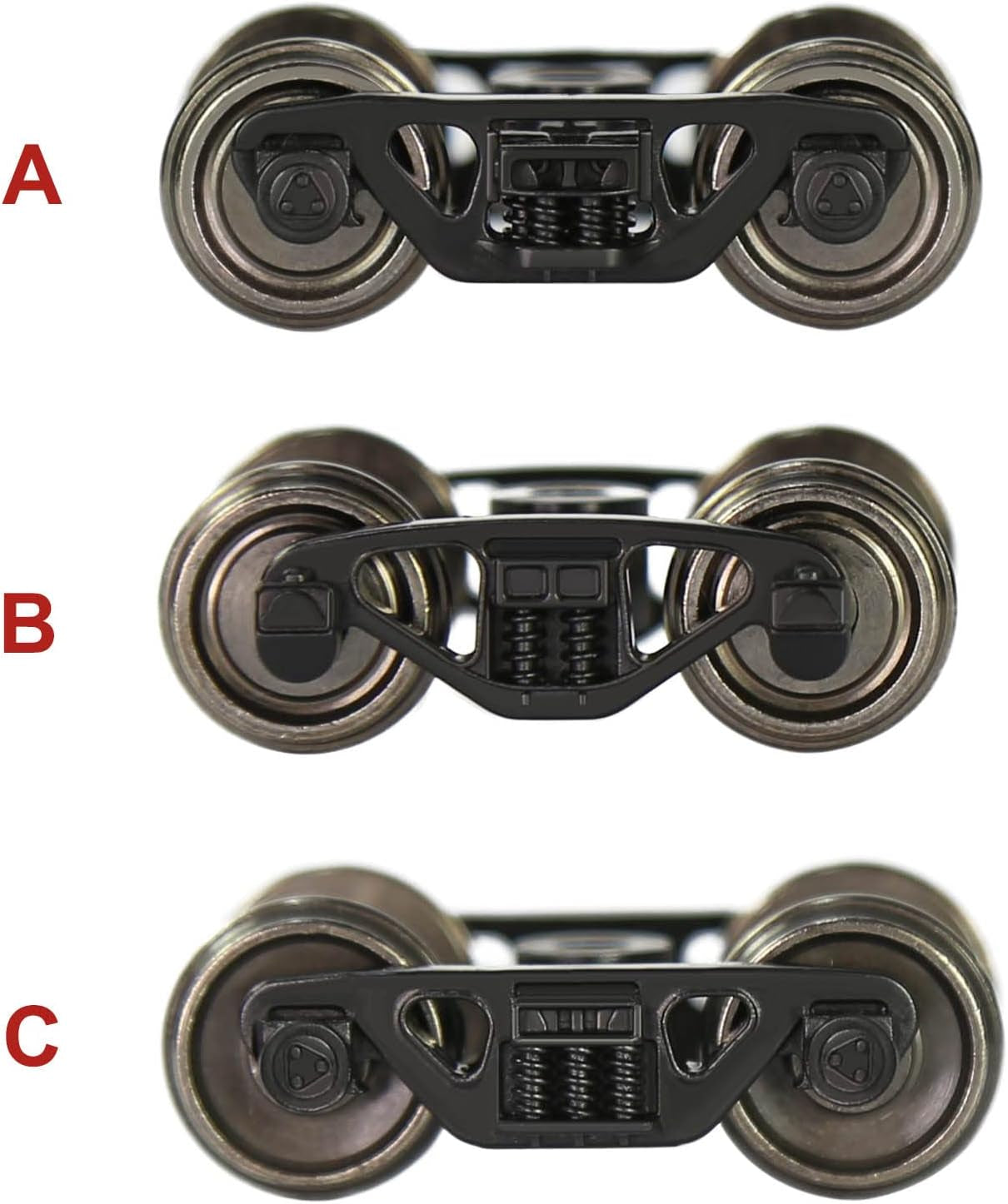 4-Piece HO Scale 1:87 Roller Bearing Truck with 36" Metal DC Wheels and 3-Spring Bogies HP3387