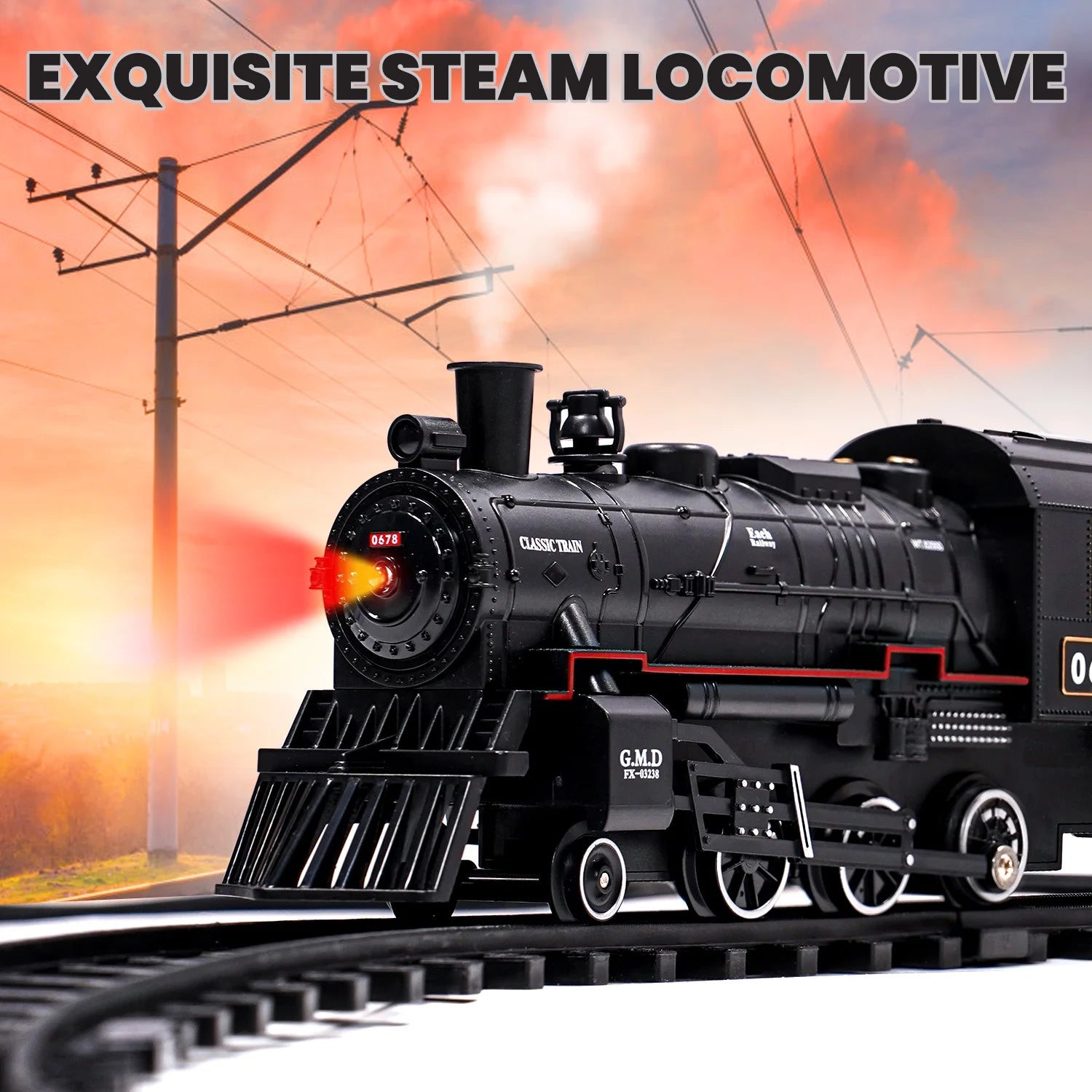 Ultimate Remote-Controlled Electric Train Set with AUOSHI Steam Locomotive - Lights, Sounds & Cargo Fun for Kids 5+!