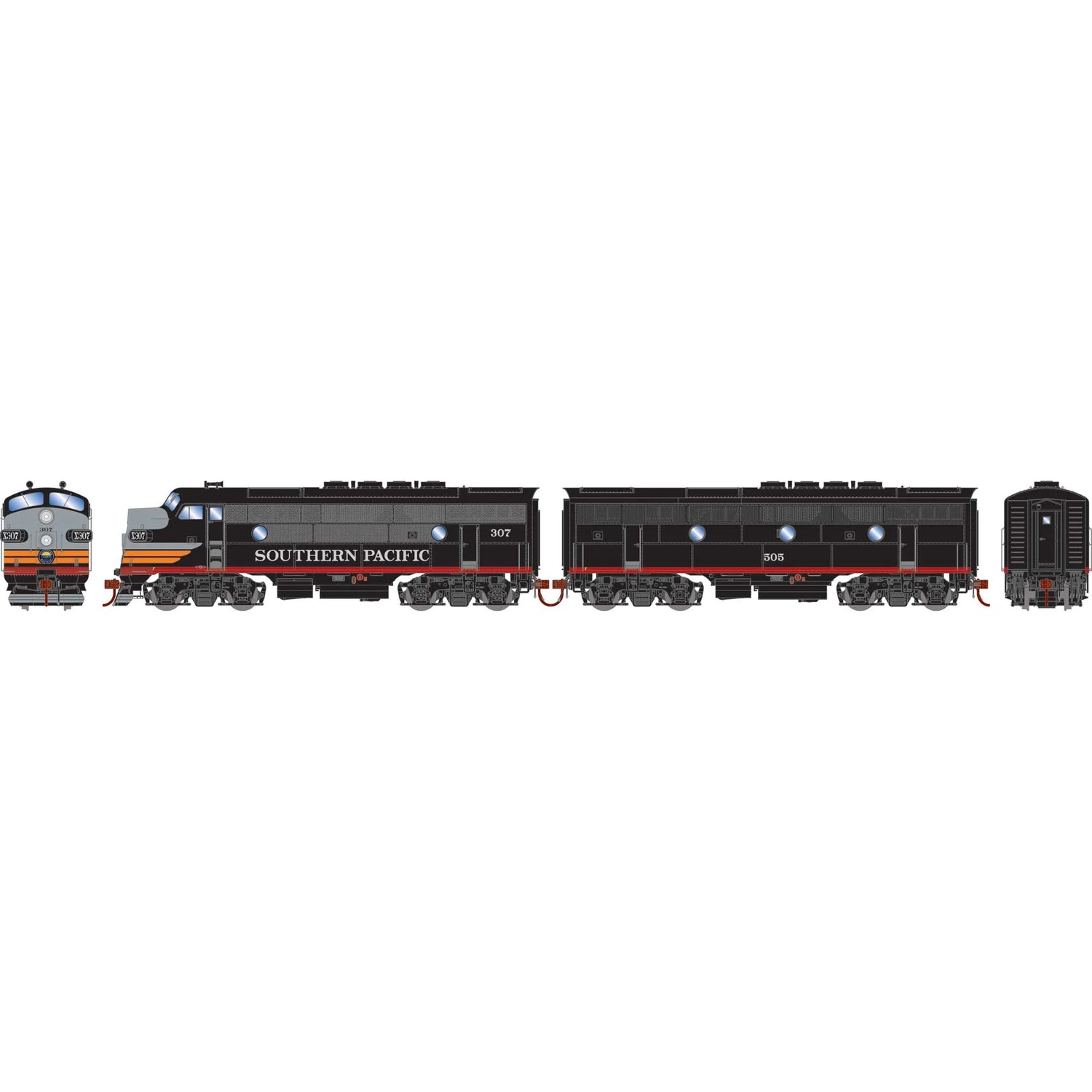 HO scale Southern Pacific F3A and F3B locomotive set by BYMRR Train Store, model 