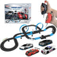 AGM MASETCH high-speed dual track slot car racing set with four licensed vehicle models and racing track layout.