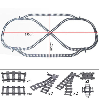50Pcs/Lot City Trains Train Track Rail Straight Rails Technical Building Blocks Set Bricks Model Kids Classic Toys for Children