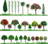 MYUE 60-piece miniature model trees set for train scenery and dioramas, artificial landscape plants for DIY crafts and model building