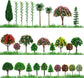 MYUE 60-piece miniature model trees set for train scenery and dioramas, artificial landscape plants for DIY crafts and model building