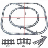50-piece BYMRR Train Store city train track rail set with straight rails and building blocks for kids’ classic model train play