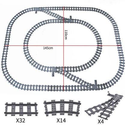 50Pcs/Lot City Trains Train Track Rail Straight Rails Technical Building Blocks Set Bricks Model Kids Classic Toys for Children