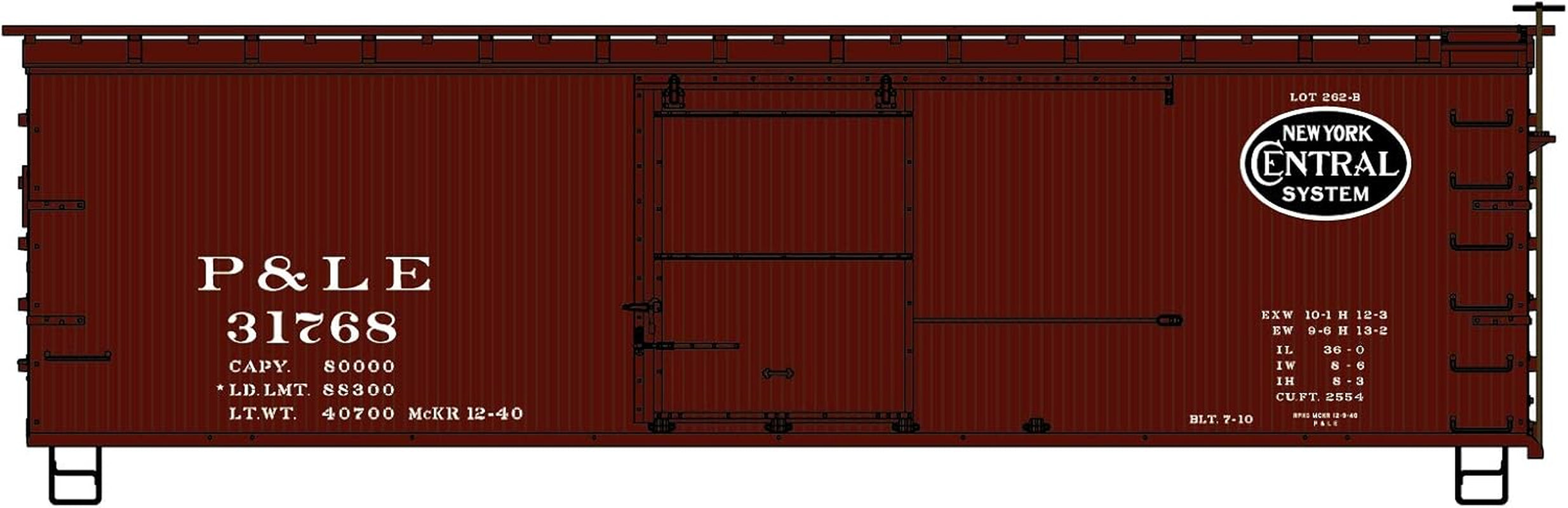 1313 HO Scale P&LE 36-Foot Double Sheath Wood Boxcar
