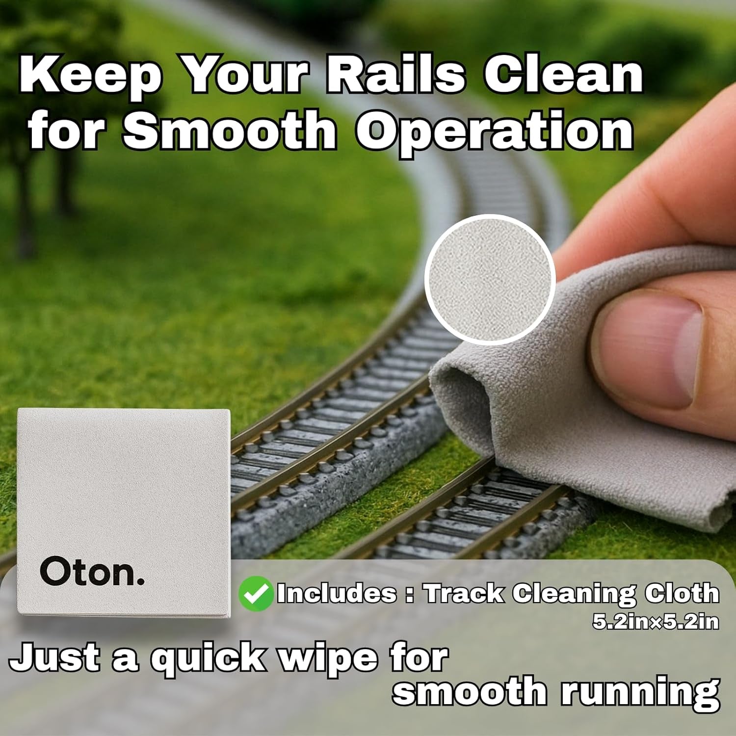 KATO N Scale 20-100 Unitrack R249-45 Curve Track Set (8 Pieces) with 15x15cm Track Cleaning Cloth – Snap-Together Rail System for Seamless Layout and Effortless Maintenance