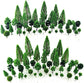 Set of miniature trees and bushes for dioramas and scenic models, featuring woodland and railroad scenery details by SaktopDeco