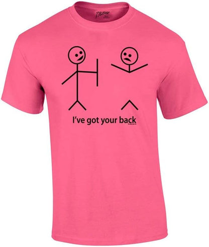 Humorous Short Sleeve T-Shirt Featuring Stick Figures and Witty Phrases