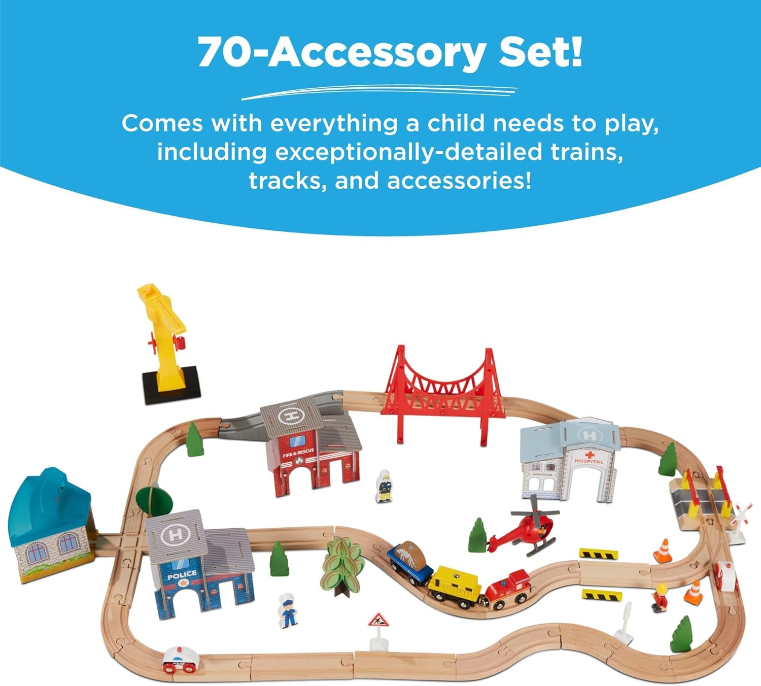 50-Inch Wooden Train Table Activity Playset