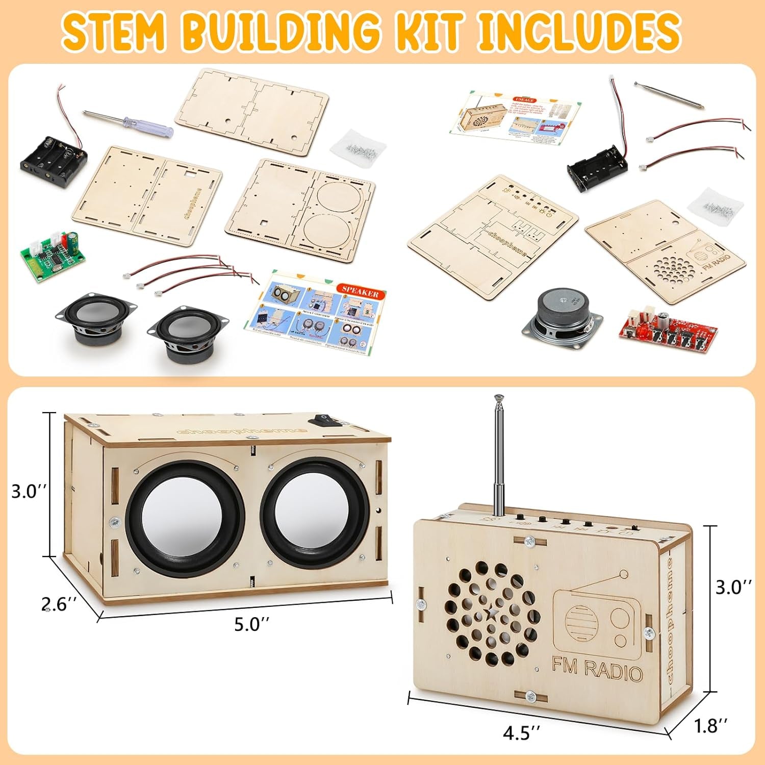 STEM Electronics Kit for Ages 8-14: Build Your Own Bluetooth Speaker and FM Radio - Ideal Science Projects and Experiments for Boys and Girls