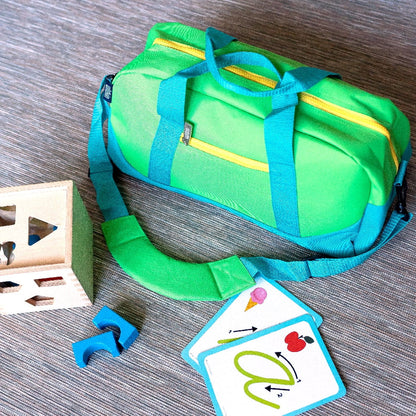 Kids Overnighter Duffel Bag for Boys & Girls, Features Two Carrying Handles and Removable Padded Shoulder Strap, BPA & Phthalate Free (Monster Green)