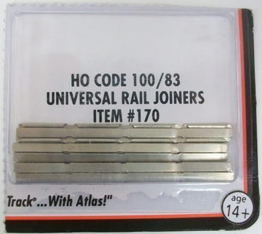 Code 100/83 Nickel Silver Universal Rail Joiners, 48 Pieces per Blister, Atlas #170 HO Scale